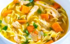 Home-style chicken noodle soup with Herbs de Provence olive oil